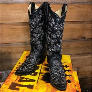 Black Studded Corral Boots